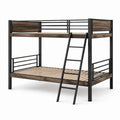 Letto a castello in metallo e legno marrone e nero