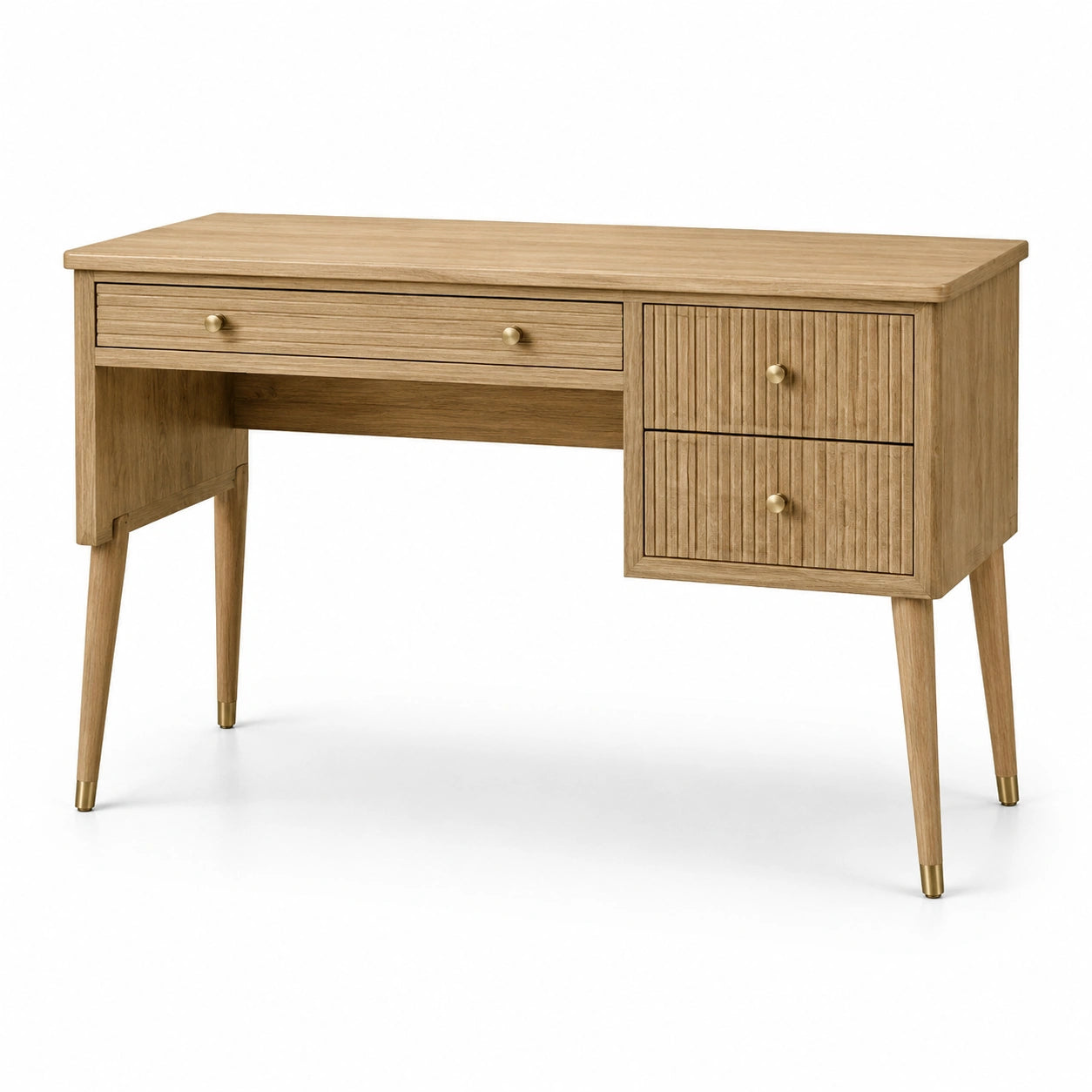 Scrivania in Legno con Cassetti in Rovere Chiaro