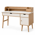 Scrivania in legno e MDF con cassetti, Rovere e Bianco