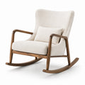Sedia a dondolo in legno e tessuto bouclé beige
